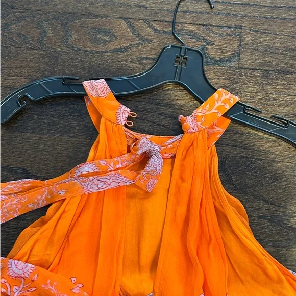 NWT Hemant & Nandita Women’s Bright Orange Dress with Floral Accents Size Medium - Picture 7 of 10